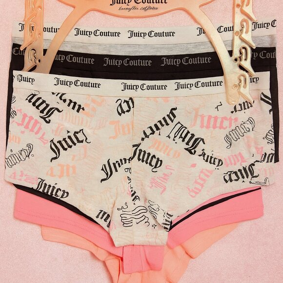 Juicy Couture 4-Pack Logo Boyshort Panties Size S Multicolor Cotton Stretch NWT - Picture 1 of 5